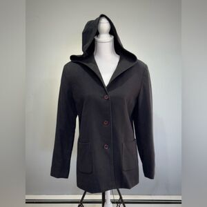 CLEARANCE! Black Sandro Hooded Wool Coat Size 8 EUC